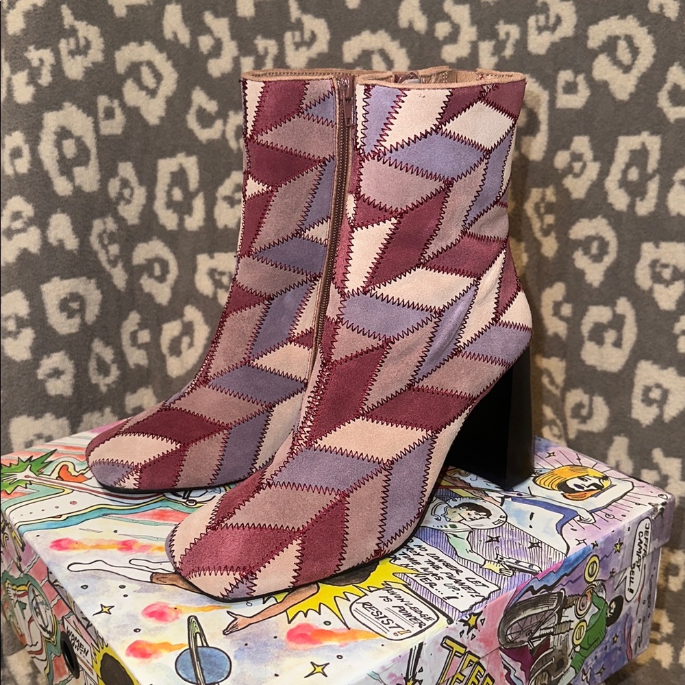 Jeffrey Campbell Verus-PW in Pink Suede Multi ๐ Heeled Booties New & Never Worn - Picture 3 of 17